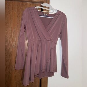 ASOS Dusty Rose Long Sleeve Wrap Blouse